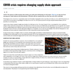 COVID crisis requires changing supply chain approach